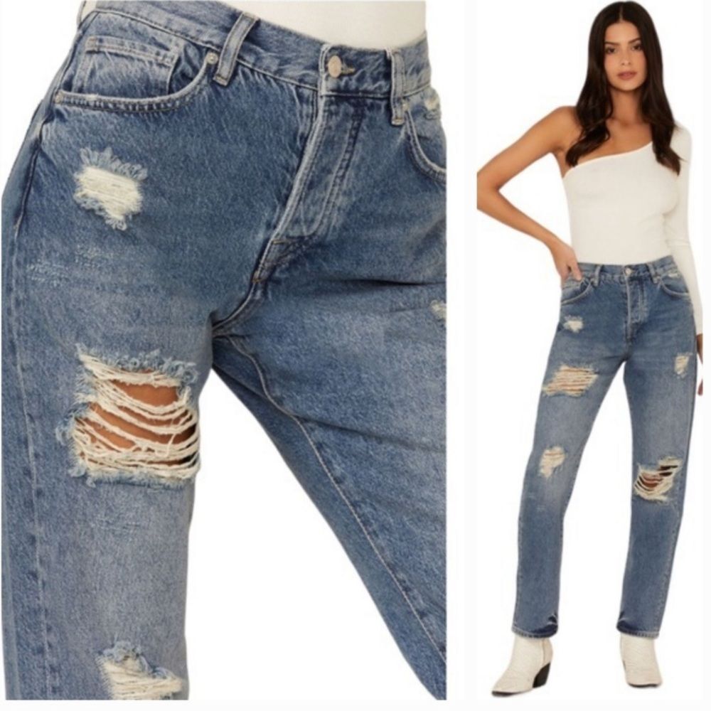 We the Free People Bren Slouchy Slim Boyfriend Jeans OB1311341 Size 27 Denim‎